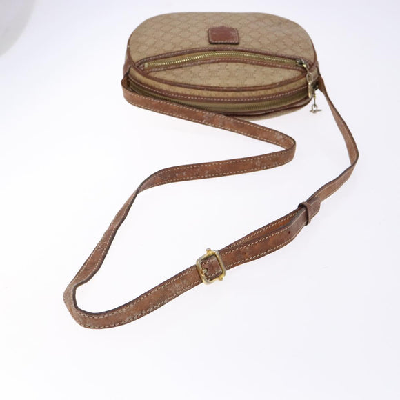 CELINE Macadam Canvas Shoulder Bag PVC Beige Gold Auth gh675