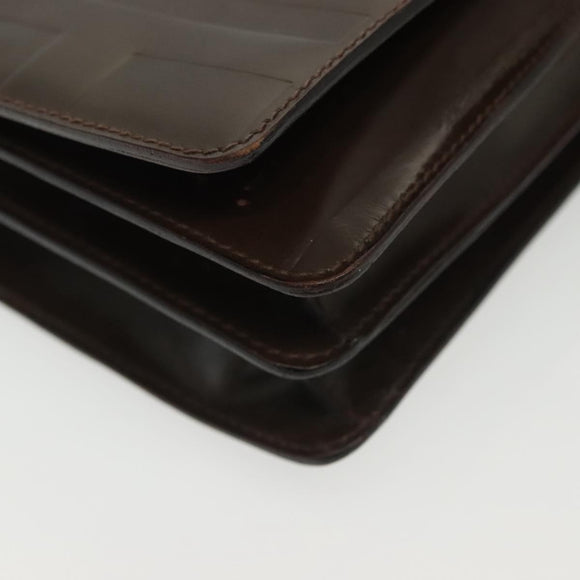 PRADA Shoulder Bag Leather Brown Silver Auth gh677