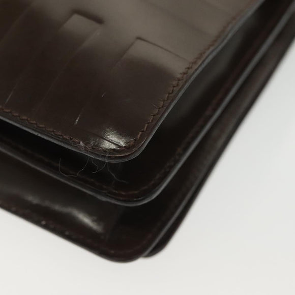 PRADA Shoulder Bag Leather Brown Silver Auth gh677