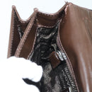 PRADA Shoulder Bag Leather Brown Silver Auth gh677-20