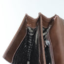 PRADA Shoulder Bag Leather Brown Silver Auth gh677-22