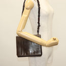 PRADA Shoulder Bag Leather Brown Silver Auth gh677-25