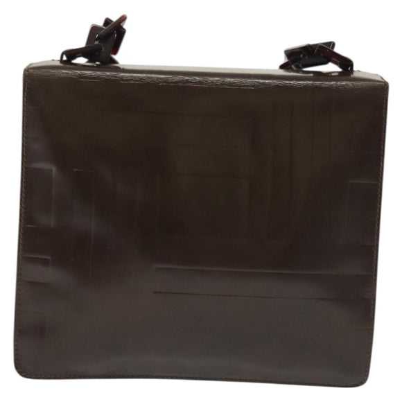 PRADA Shoulder Bag Leather Brown Silver Auth gh677