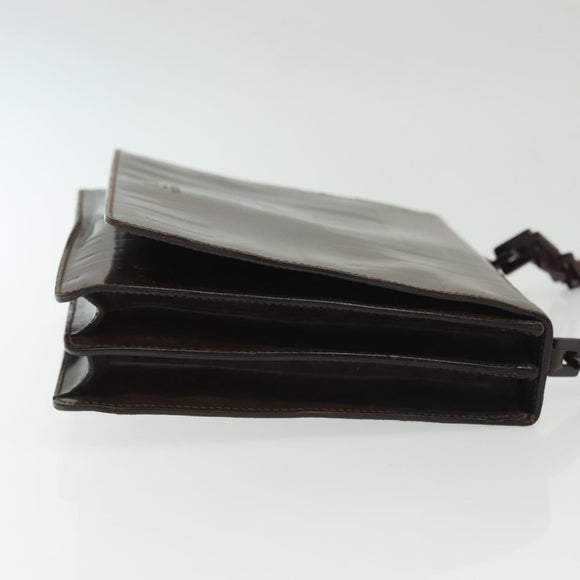 PRADA Shoulder Bag Leather Brown Silver Auth gh677