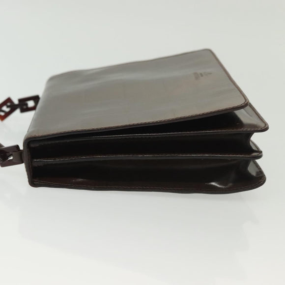 PRADA Shoulder Bag Leather Brown Silver Auth gh677