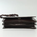 PRADA Shoulder Bag Leather Brown Silver Auth gh677-5