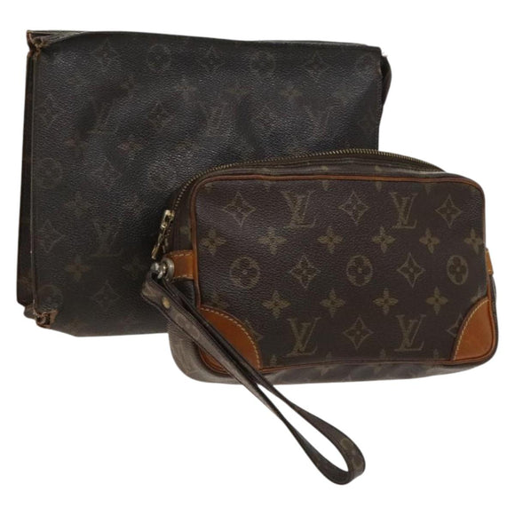 LOUIS VUITTON Monogram Pouch 2Set LV Auth gh679