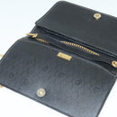 Christian Dior Honeycomb Canvas Chain Shoulder Bag PVC Black Gold Auth gh680-15