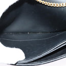 Christian Dior Honeycomb Canvas Chain Shoulder Bag PVC Black Gold Auth gh680-17