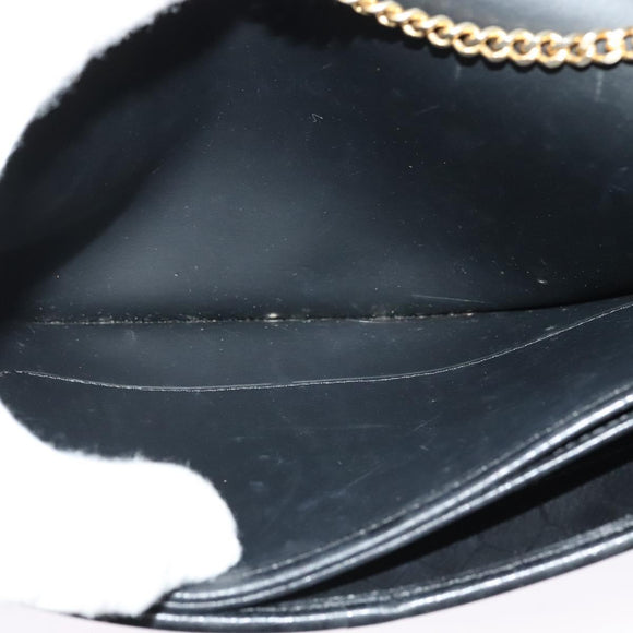 Christian Dior Honeycomb Canvas Chain Shoulder Bag PVC Black Gold Auth gh680