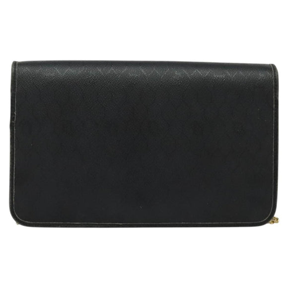 Christian Dior Honeycomb Canvas Chain Shoulder Bag PVC Black Gold Auth gh680