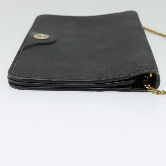 Christian Dior Honeycomb Canvas Chain Shoulder Bag PVC Black Gold Auth gh680