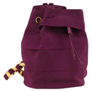 Salvatore Ferragamo Chain Backpack Canvas Purple Gold Auth gh681-1