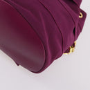 Salvatore Ferragamo Chain Backpack Canvas Purple Gold Auth gh681-10