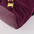 Salvatore Ferragamo Chain Backpack Canvas Purple Gold Auth gh681-12