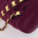 Salvatore Ferragamo Chain Backpack Canvas Purple Gold Auth gh681-13