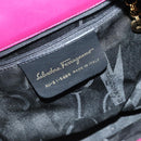 Salvatore Ferragamo Chain Backpack Canvas Purple Gold Auth gh681-19