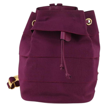 Salvatore Ferragamo Chain Backpack Canvas Purple Gold Auth gh681 - 0