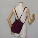 Salvatore Ferragamo Chain Backpack Canvas Purple Gold Auth gh681-20