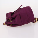 Salvatore Ferragamo Chain Backpack Canvas Purple Gold Auth gh681-5