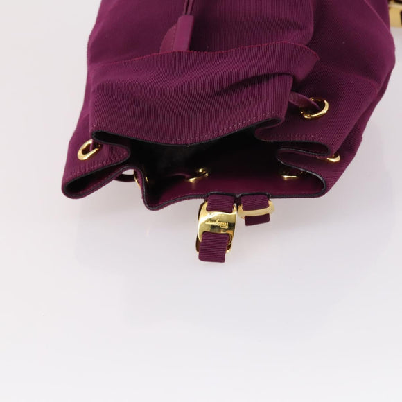 Salvatore Ferragamo Chain Backpack Canvas Purple Gold Auth gh681