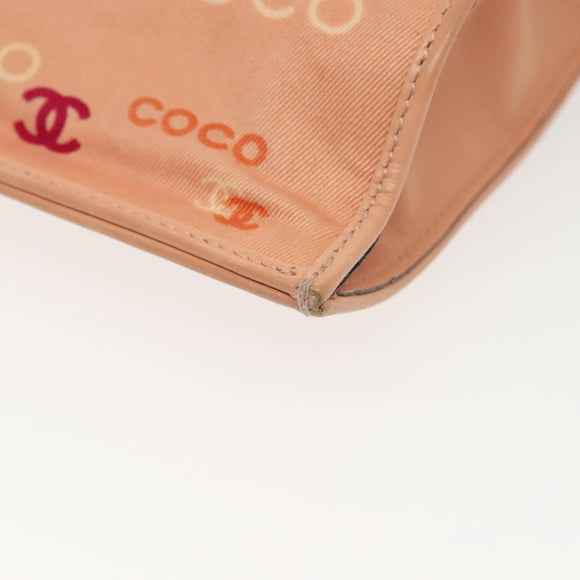 CHANEL Tote Bag Canvas Pink Gold CC Auth gh685