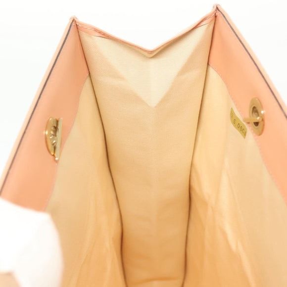 CHANEL Tote Bag Canvas Pink Gold CC Auth gh685