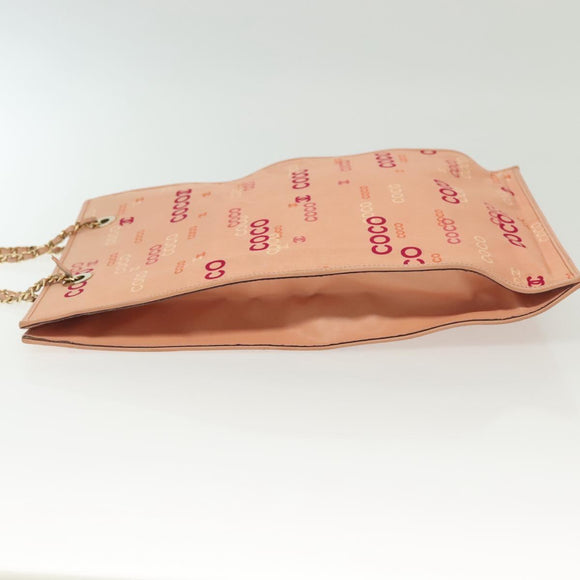 CHANEL Tote Bag Canvas Pink Gold CC Auth gh685