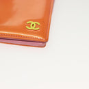 CHANEL COCO Mark Card Case Enamel Orange CC Auth gh686-16