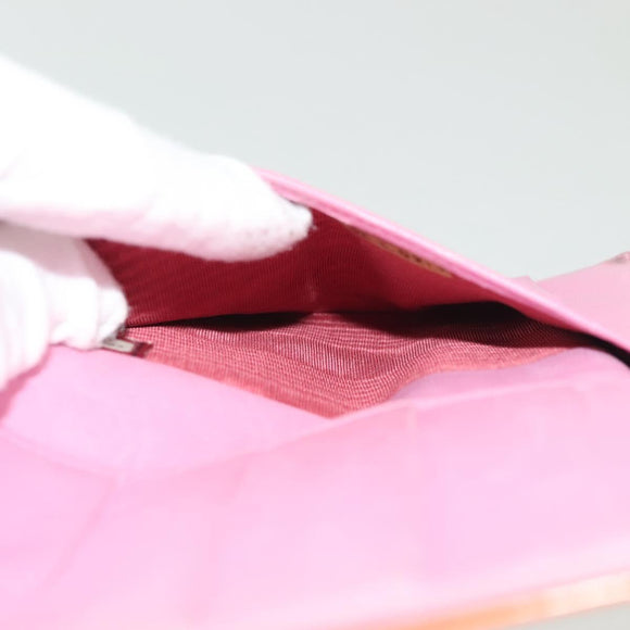 CHANEL COCO Mark Card Case Enamel Orange CC Auth gh686