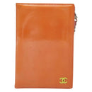 CHANEL COCO Mark Card Case Enamel Orange CC Auth gh686-13