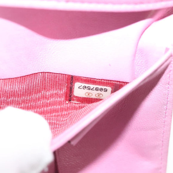 CHANEL COCO Mark Card Case Enamel Orange CC Auth gh686