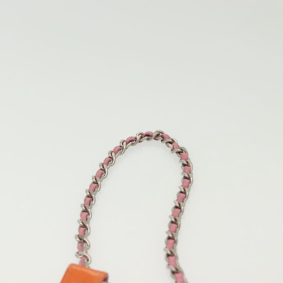 CHANEL COCO Mark Card Case Enamel Orange CC Auth gh686