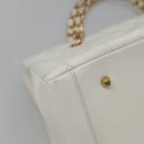 CHANEL COCO Mark Chain Handtas Kaviaarleer Wit Goud CC Geautoriseerd gh687-14