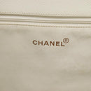 CHANEL COCO Mark Chain Hand Bag Caviar Skin White Gold CC Auth gh687-17