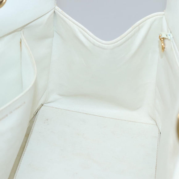 CHANEL COCO Mark Chain Handtas Kaviaarleer Wit Goud CC Geautoriseerd gh687