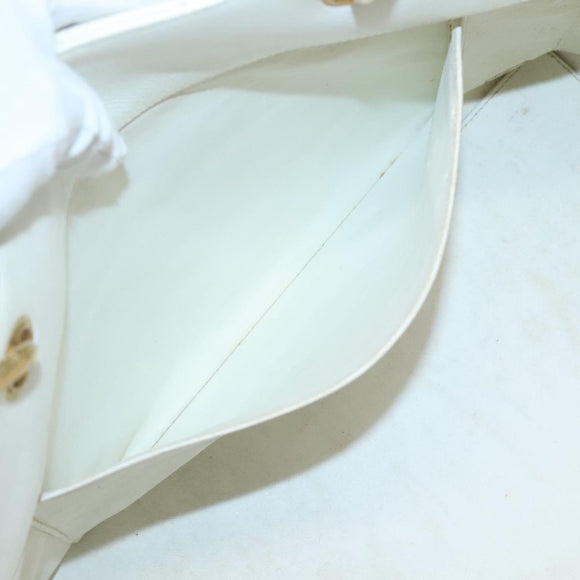 CHANEL COCO Mark Chain Hand Bag Caviar Skin White Gold CC Auth gh687