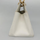 CHANEL COCO Mark Chain Hand Bag Caviar Skin White Gold CC Auth gh687-3