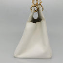 CHANEL COCO Mark Chain Hand Bag Caviar Skin White Gold CC Auth gh687-4