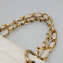 CHANEL COCO Mark Chain Hand Bag Caviar Skin White Gold CC Auth gh687-8