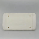 CHANEL COCO Mark Chain Hand Bag Caviar Skin White Gold CC Auth gh687-5