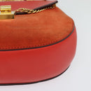 Chloe Chain Drew Shoulder Bag Suede Leather Red Gold Auth gh688-11
