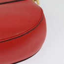 Chloe Chain Drew Shoulder Bag Suede Leather Red Gold Auth gh688-13