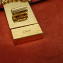 Chloe Chain Drew Shoulder Bag Suede Leather Red Gold Auth gh688-14