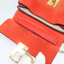 Chloe Chain Drew Shoulder Bag Suede Leather Red Gold Auth gh688-15