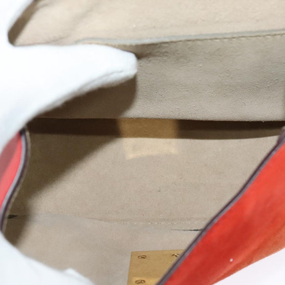 Chloe Chain Drew Shoulder Bag Suede Leather Red Gold Auth gh688