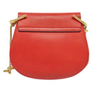 Chloe Chain Drew Shoulder Bag Suede Leather Red Gold Auth gh688-3