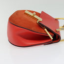 Chloe Chain Drew Shoulder Bag Suede Leather Red Gold Auth gh688-5