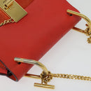 Chloe Chain Drew Shoulder Bag Suede Leather Red Gold Auth gh688-6