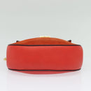 Chloe Chain Drew Shoulder Bag Suede Leather Red Gold Auth gh688-9